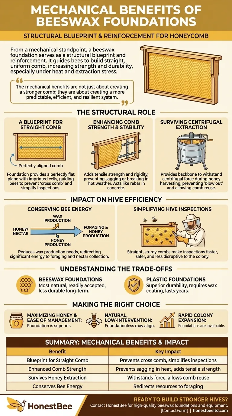 What are the mechanical benefits of beeswax foundations? Build Stronger, More Efficient Hives Visual Guide