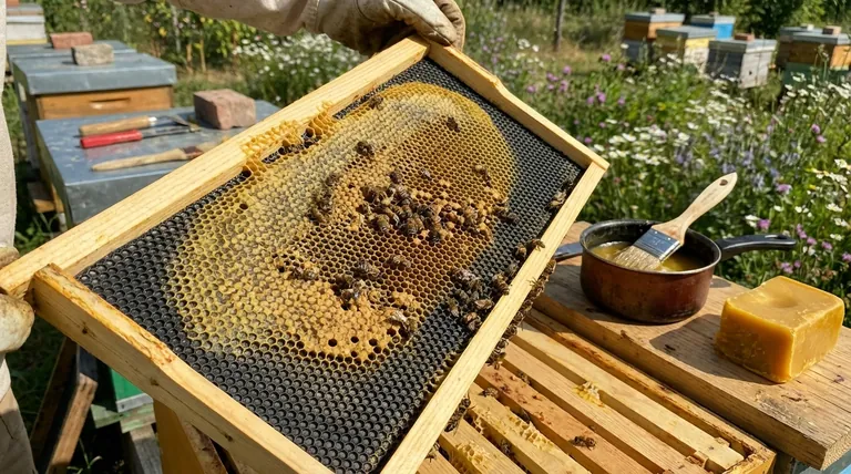 Pourquoi est-il avantageux de recouvrir les cires gaufrées en plastique de cire d'abeille ? Améliorer l'acceptation par la ruche et la construction des rayons