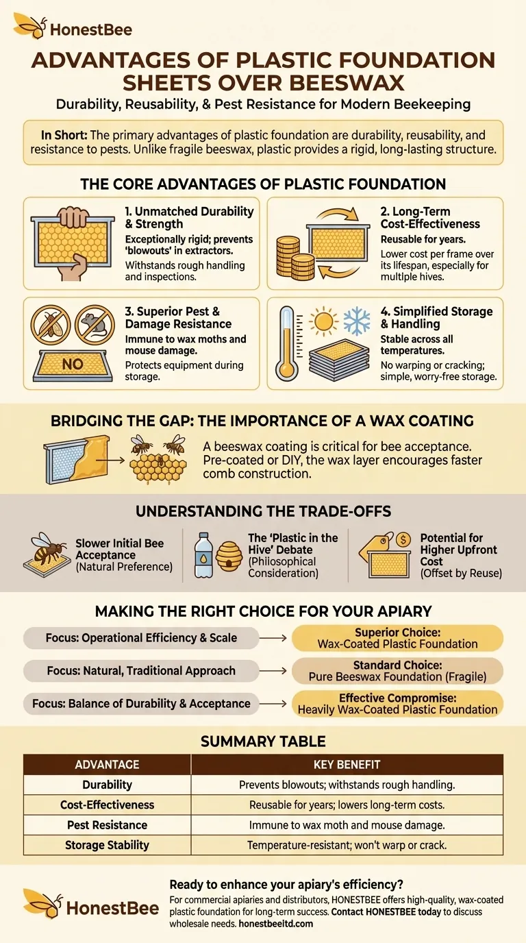 ¿Cuáles son las ventajas de usar láminas de cera estampada de plástico sobre la cera de abeja? Duraderas, reutilizables y resistentes a las plagas Guía Visual