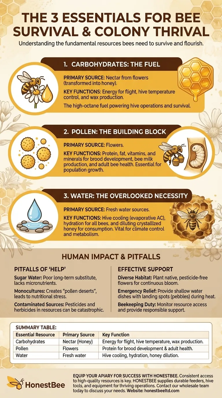 What are the three essential things bees need? Ensure Your Hive Thrives with the Right Supplies Visual Guide