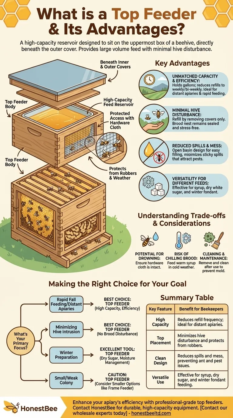 상단 급수기(top feeder)란 무엇이며, 그 장점은 무엇인가요? 고용량 급식으로 양봉장 효율을 높이세요 시각적 가이드