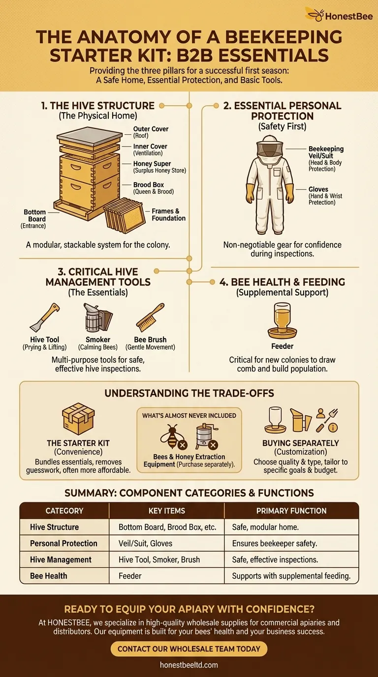 What is included in a basic beekeeping starter kit? Your Essential Guide to Starting Strong Visual Guide