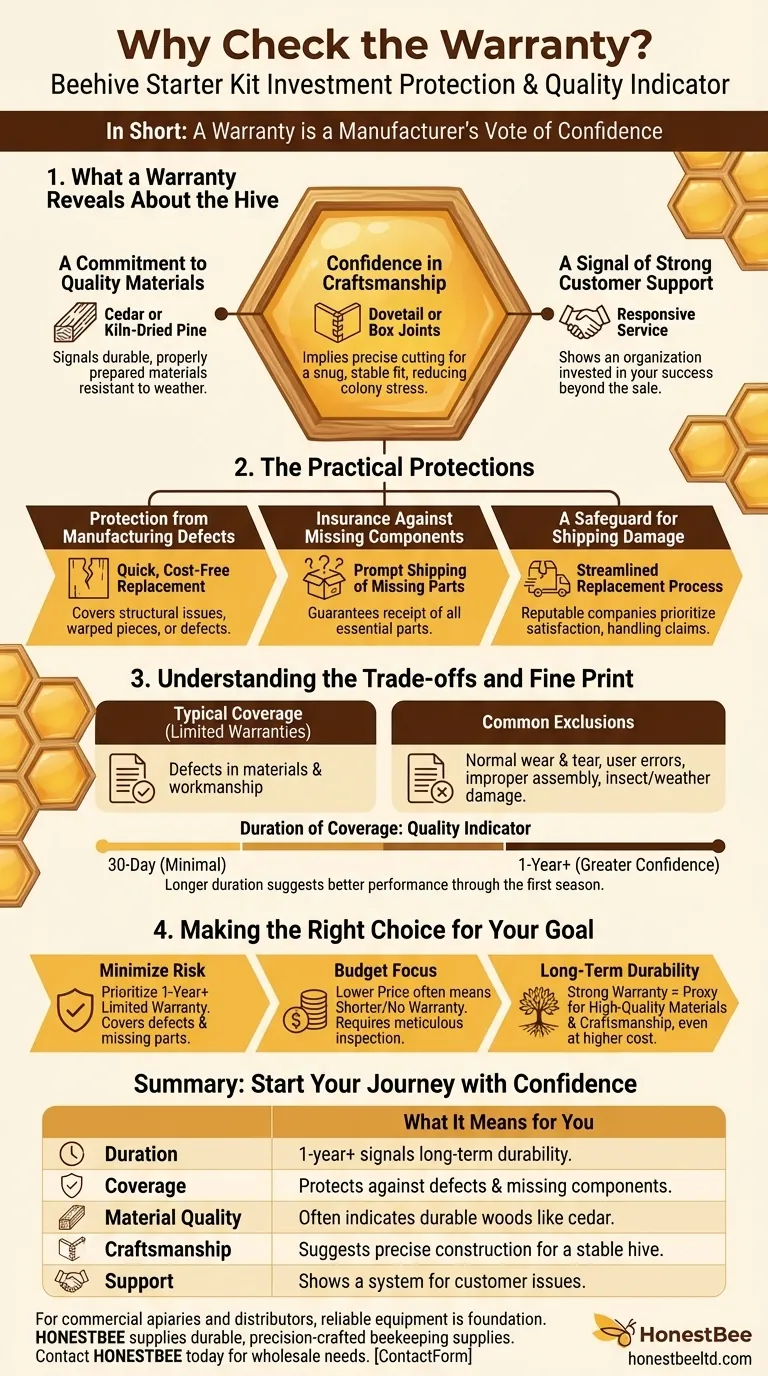Pourquoi est-il important de vérifier la garantie d'un kit de démarrage pour ruche ? Protégez votre investissement dans l'apiculture Guide Visuel