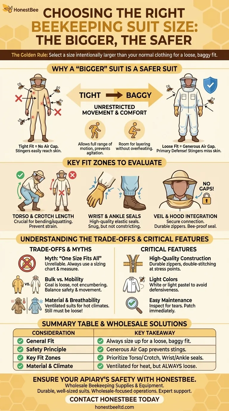 양봉복 사이즈를 선택할 때 무엇을 고려해야 할까요? 넉넉한 핏으로 안전을 최우선으로 하세요 시각적 가이드