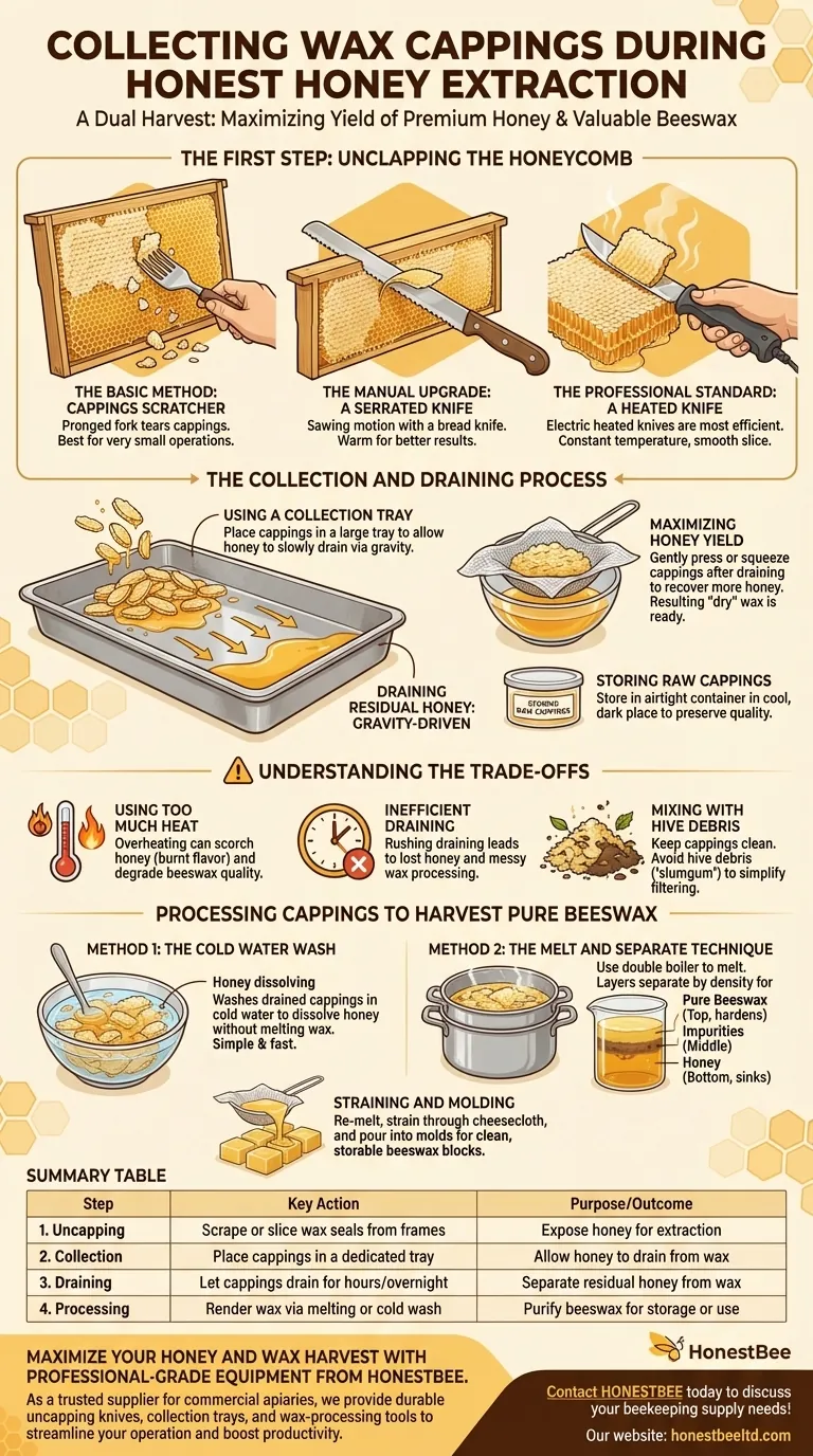 How can wax cappings be collected during honey extraction? Maximize Your Harvest with Efficient Collection Visual Guide