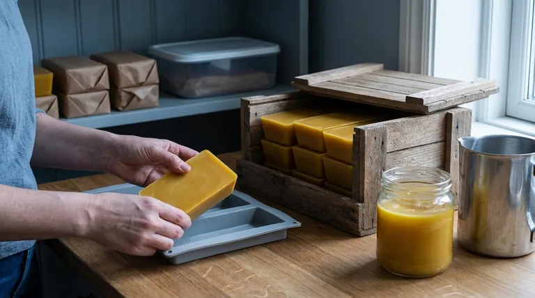 How should beeswax be stored after melting and clarifying? Preserve Purity for Future Projects