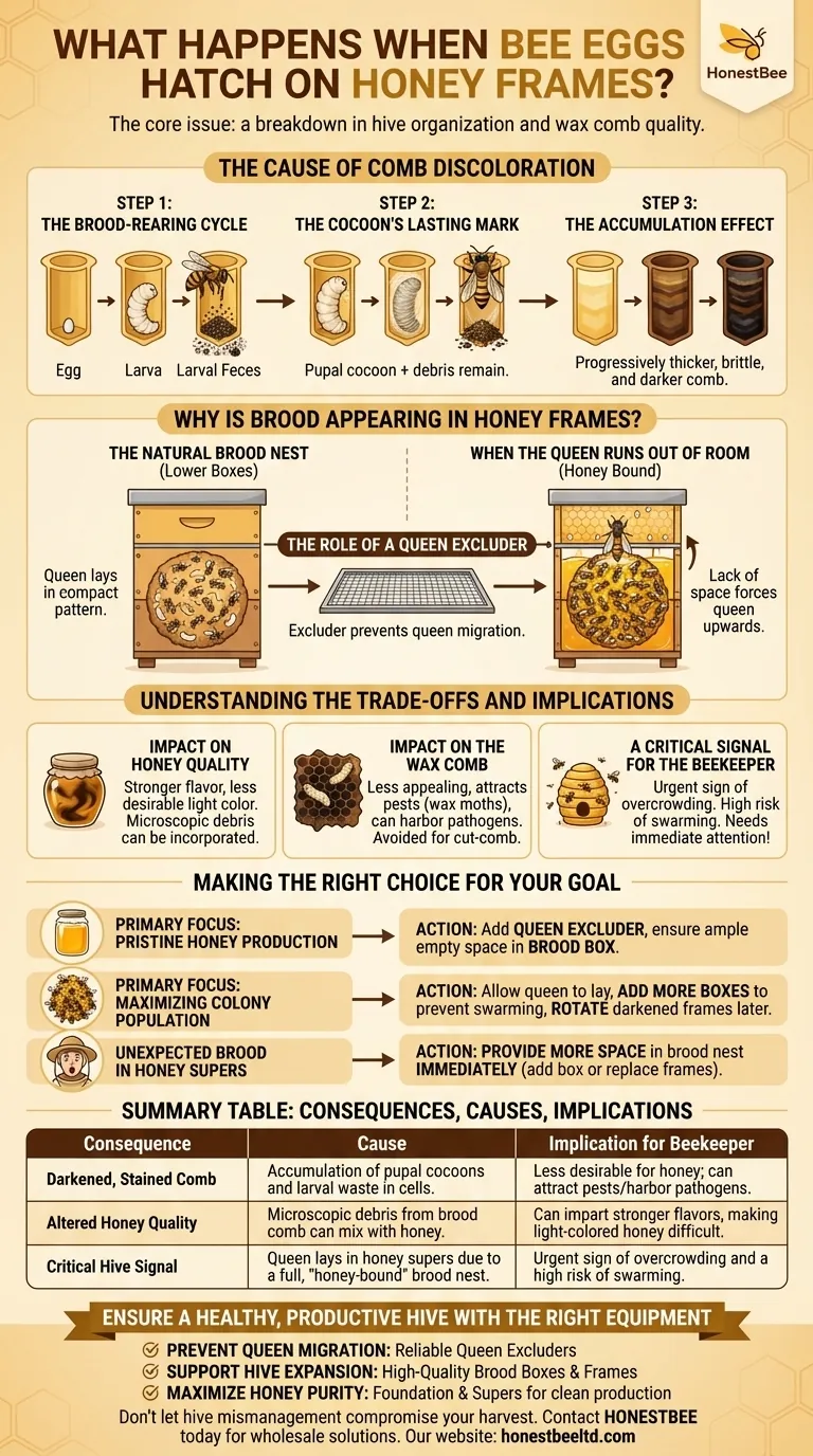 꿀벌이 꿀 프레임에서 부화하도록 허용하면 어떻게 되나요? 꿀 수확량과 벌통 건강을 보호하세요 시각적 가이드