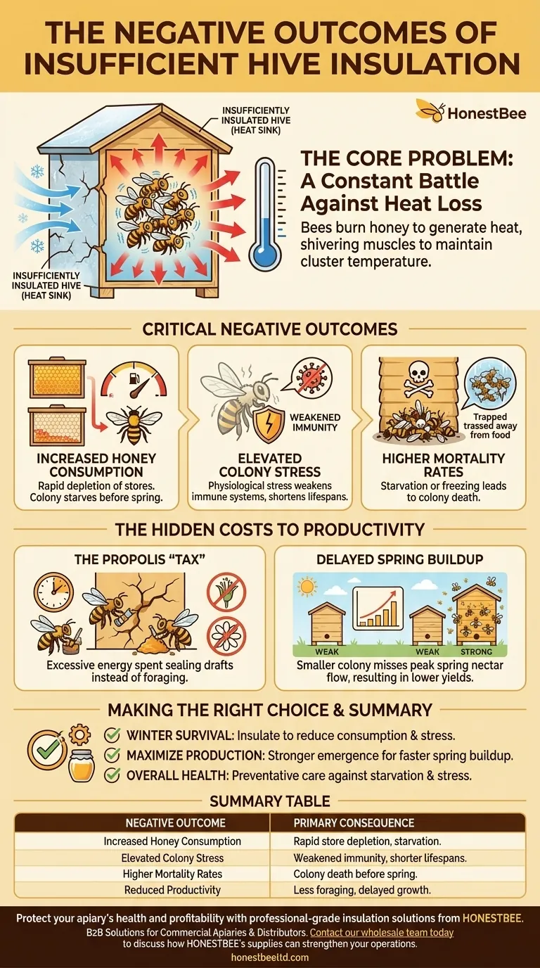 What are the negative outcomes of insufficient hive insulation? Avoid Starvation and Colony Loss Visual Guide