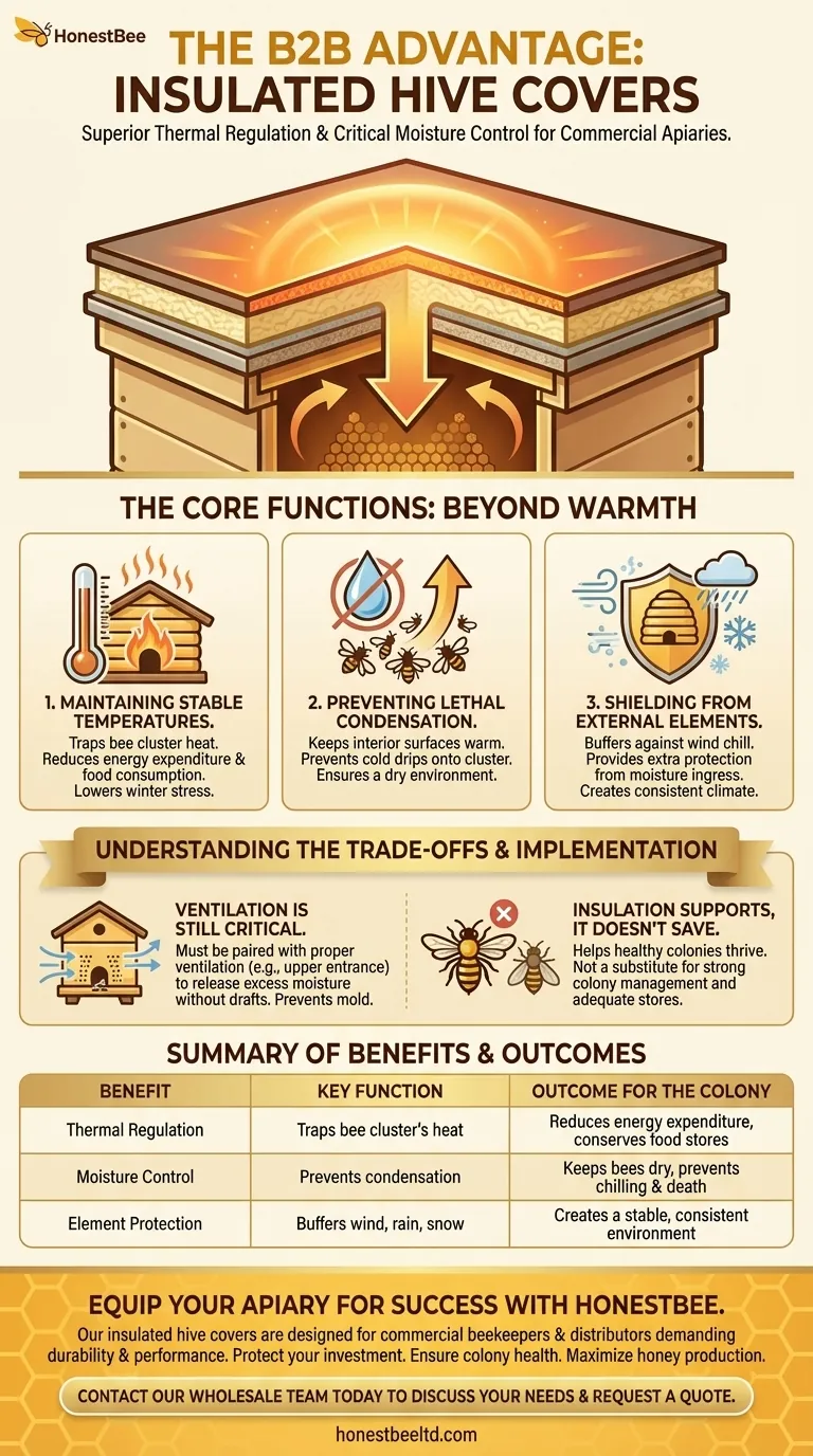 What are the benefits of using insulated covers for hives? Ensure Colony Survival and Health Visual Guide