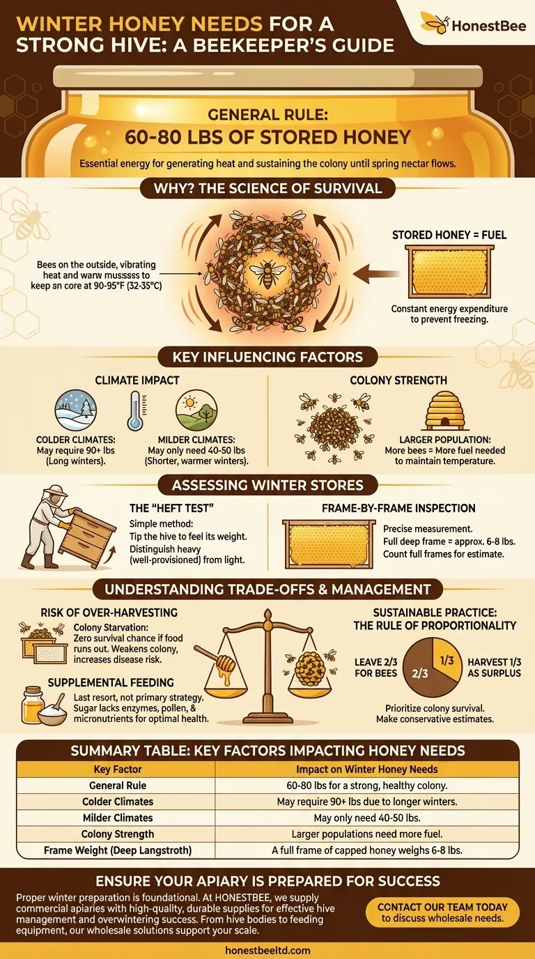 一个强壮的蜂巢需要多少蜂蜜才能度过冬天？确保你的蜂群存活（60-80磅） 图解指南