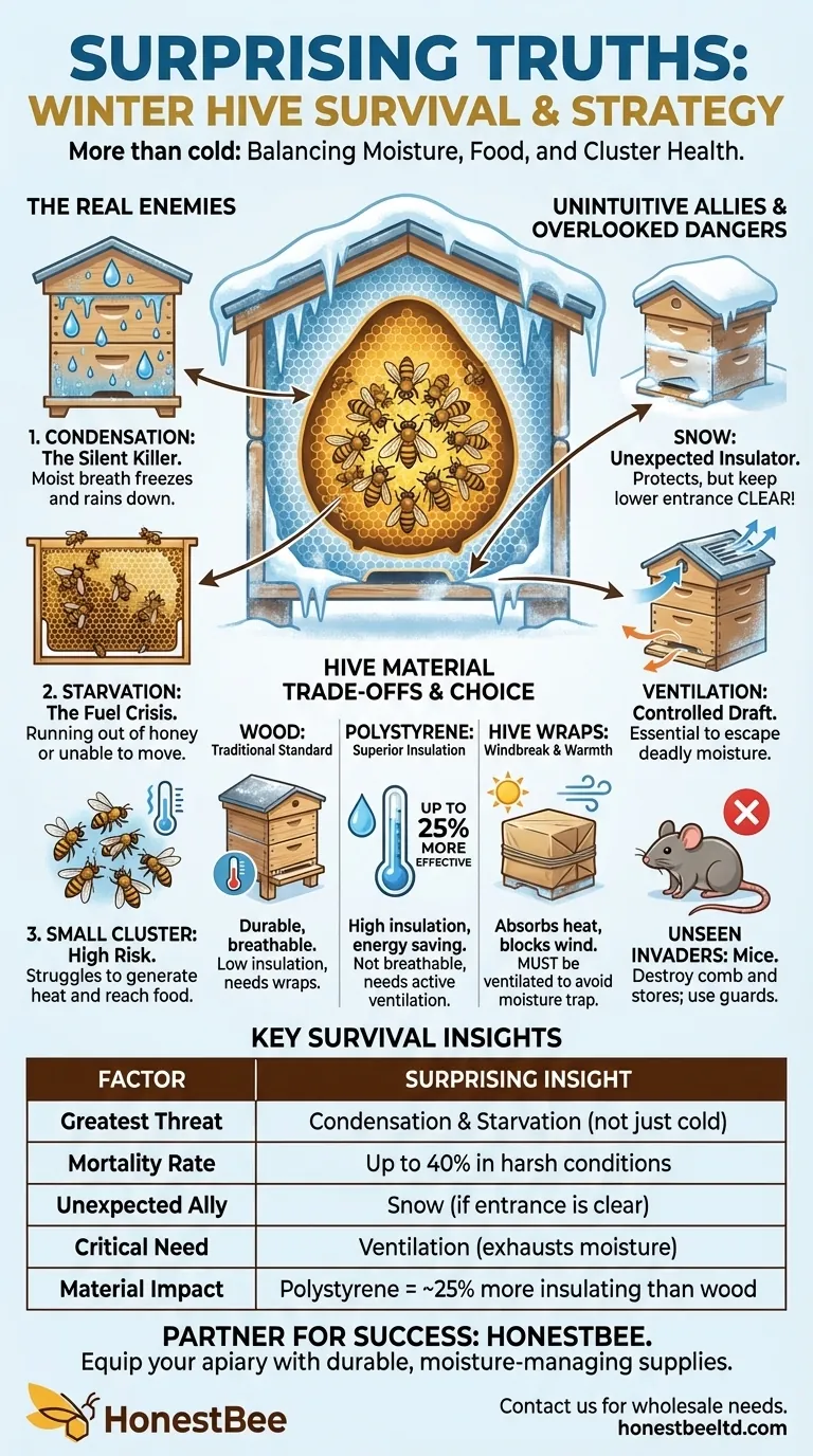 What are some surprising stats and facts about winter hive survival? Debunking Common Cold-Weather Myths Visual Guide