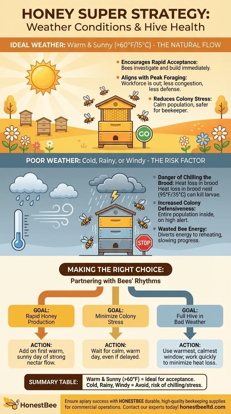 Warum ist es wichtig, die Wetterbedingungen beim Hinzufügen eines Honigraums zu berücksichtigen? Schützen Sie die Gesundheit und den Honigertrag Ihres Bienenstocks Visuelle Anleitung