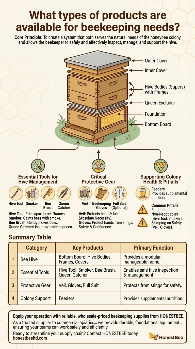 ما هي أنواع المنتجات المتوفرة لاحتياجات تربية النحل؟ المعدات الأساسية لمناحل وموزعي النحل دليل مرئي