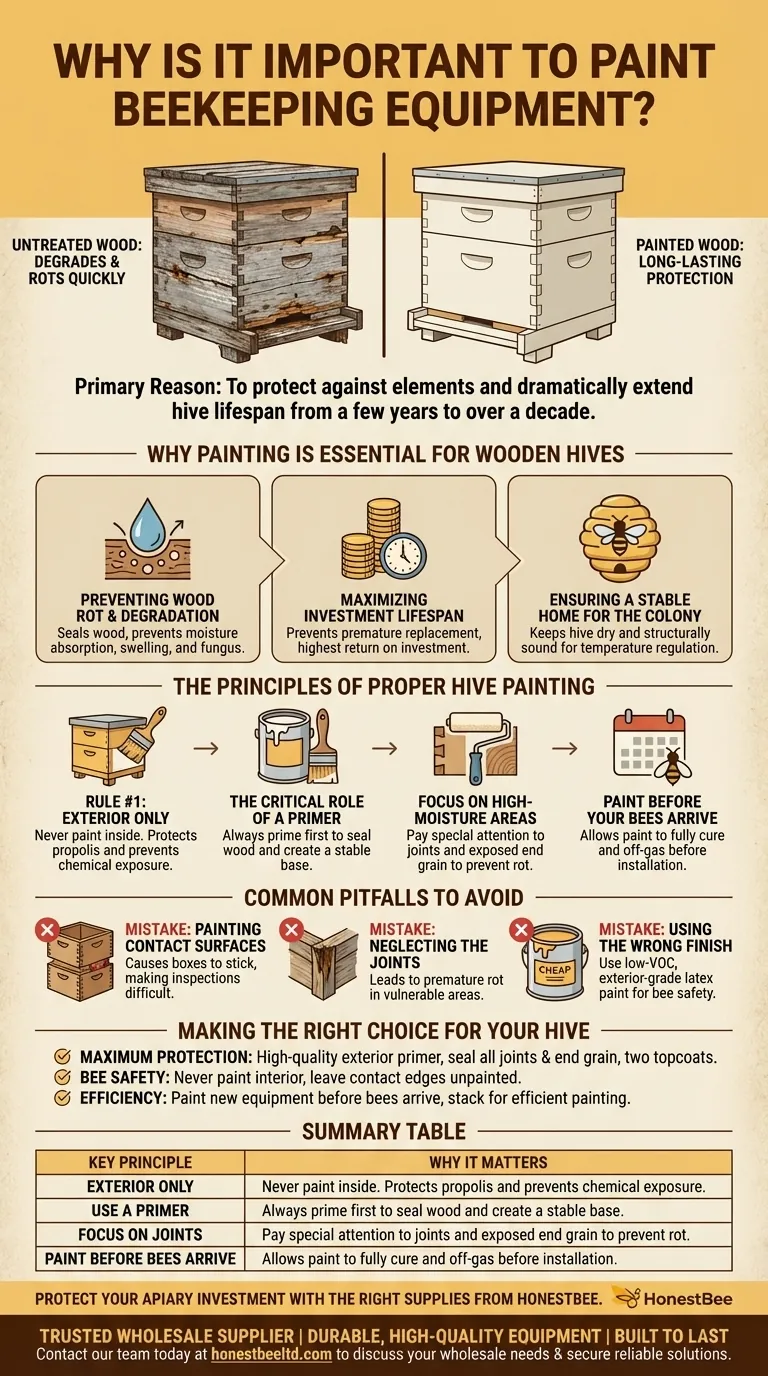 Why is it important to paint beekeeping equipment? Protect Your Hive Investment Visual Guide