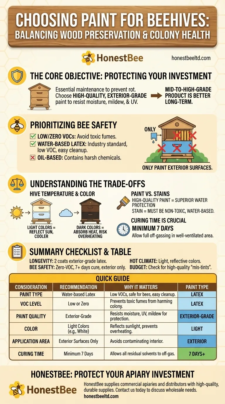 벌통 페인트 선택 시 고려해야 할 사항은 무엇인가요? 군집 안전과 벌통 수명 보장 시각적 가이드