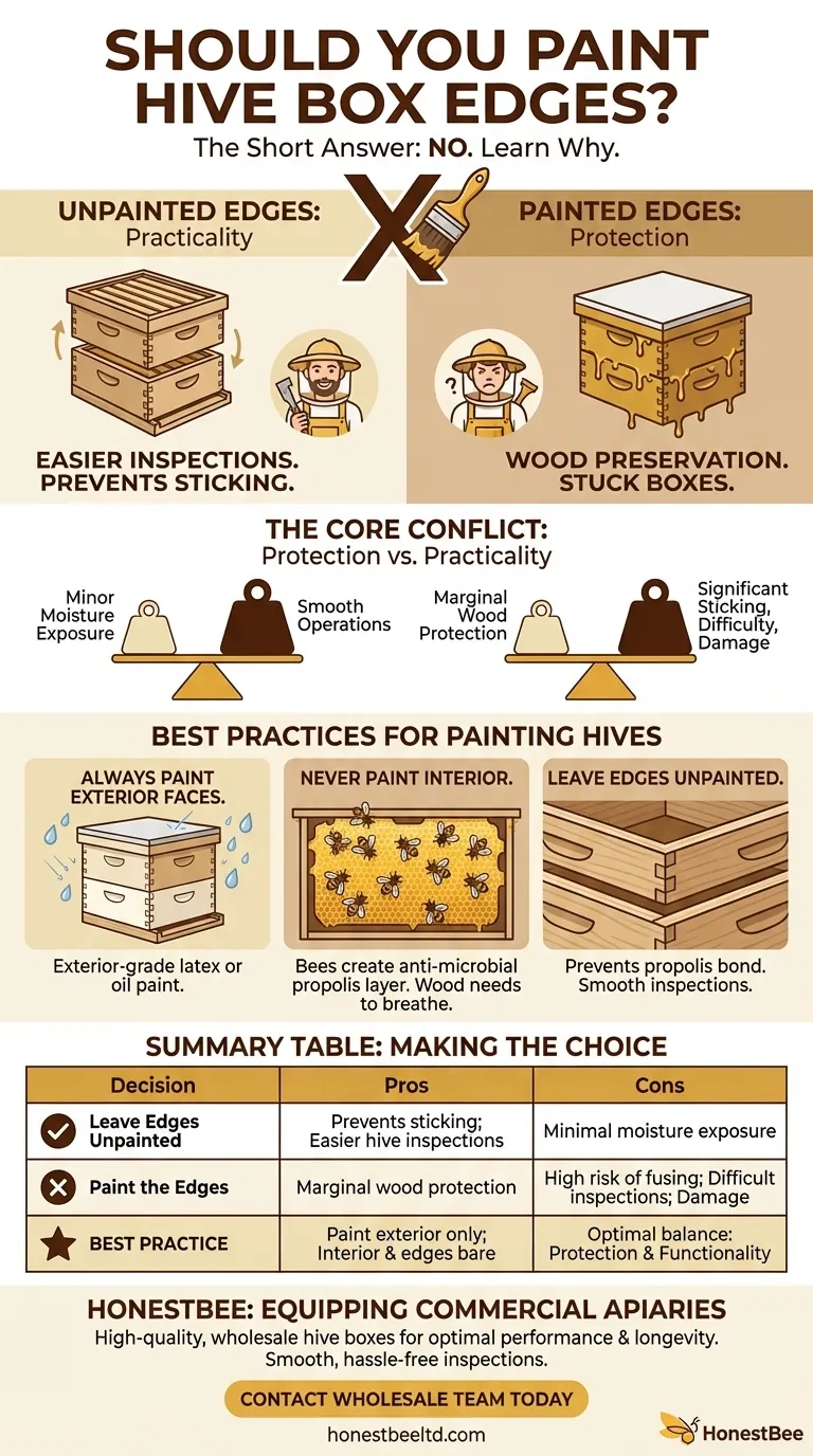 벌통 상자의 위쪽과 아래쪽 가장자리를 칠해야 할까요? 양봉가의 딜레마 해결 시각적 가이드