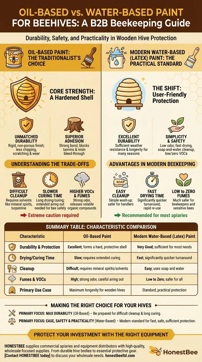 벌통용 유성 페인트의 특징은 무엇인가요? 내구성 대 현대적 실용성 시각적 가이드
