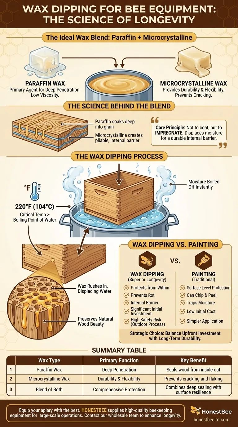 벌 장비 왁스 침지에 어떤 종류의 왁스가 사용되나요? 우수한 보호를 위한 파라핀 및 미정질 왁스 혼합물 시각적 가이드