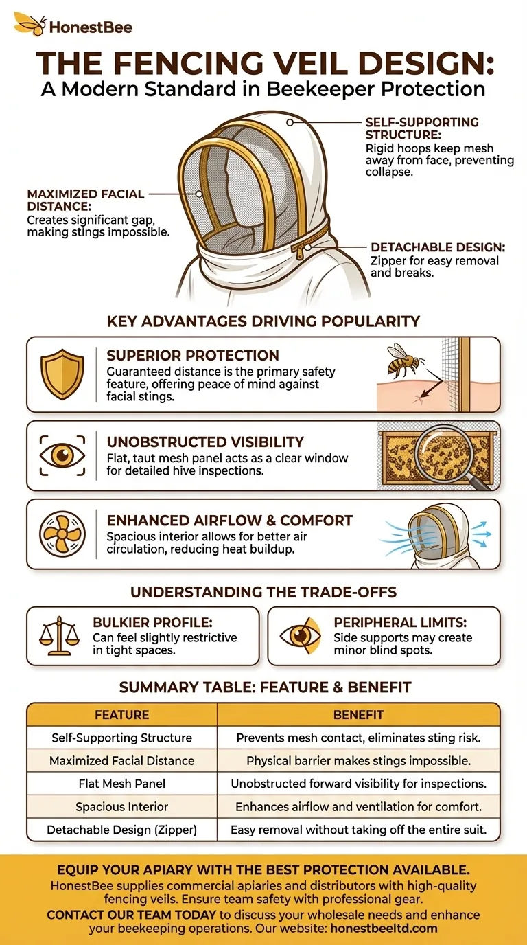 What is the fencing veil design, and why is it popular? Superior Protection & Comfort for Beekeepers Visual Guide