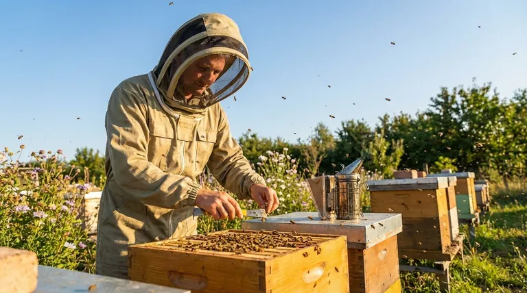 Does the color of a beekeeping suit significantly affect bees? Focus on Calm Movements for a Peaceful Hive