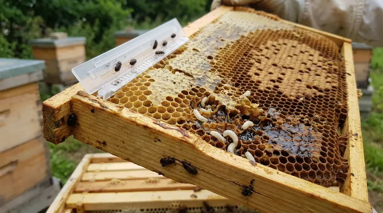 작은 벌집 딱정벌레는 어떻게 벌집 군집을 위협합니까? 유충 파괴 및 슬라임 아웃 방지