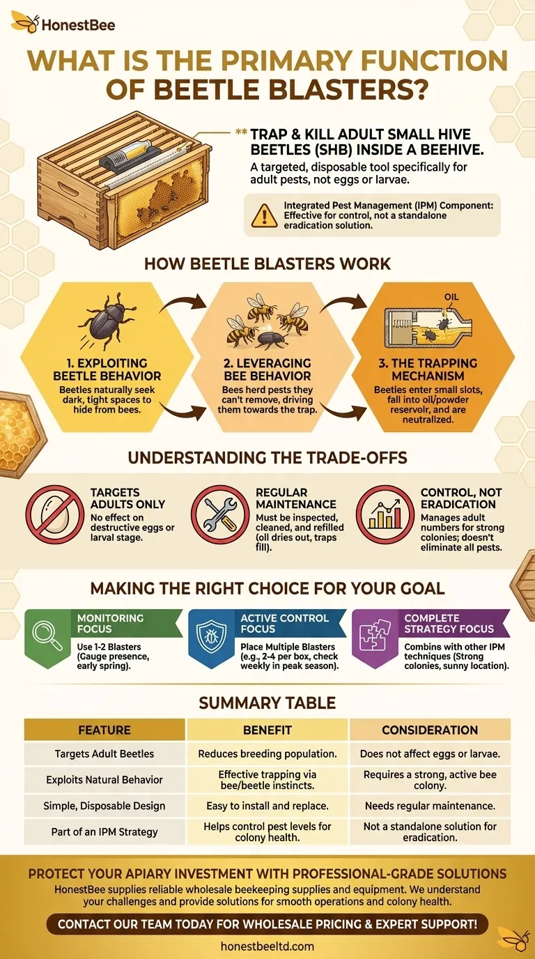 What is the primary function of Beetle Blasters? Control Small Hive Beetles Effectively Visual Guide