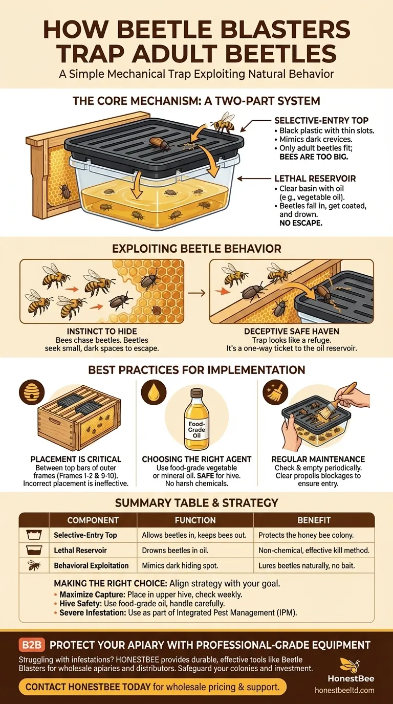 How do Beetle Blasters trap adult beetles? A Simple, Non-Chemical Pest Control Solution Visual Guide