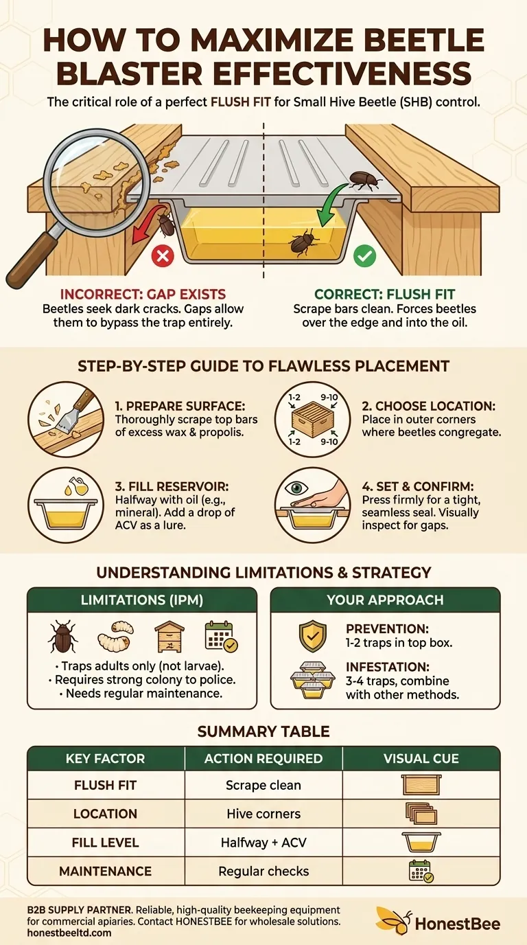 How can the effectiveness of Beetle Blasters be improved? Achieve Flawless Placement for Maximum SHB Control Visual Guide