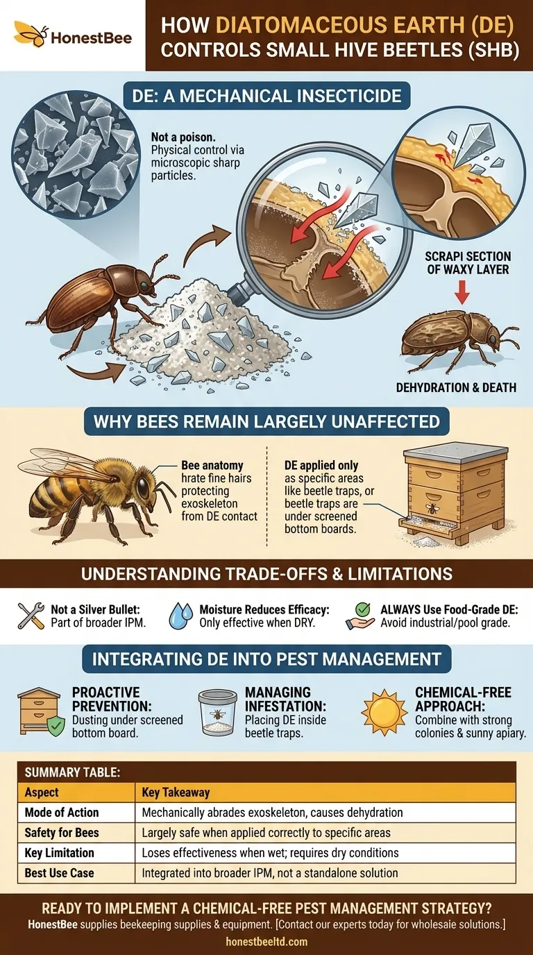 규조토는 작은 벌집 딱정벌레(SHB) 방제에 어떤 역할을 하나요? 화학 물질 없는 해충 방제 솔루션 시각적 가이드