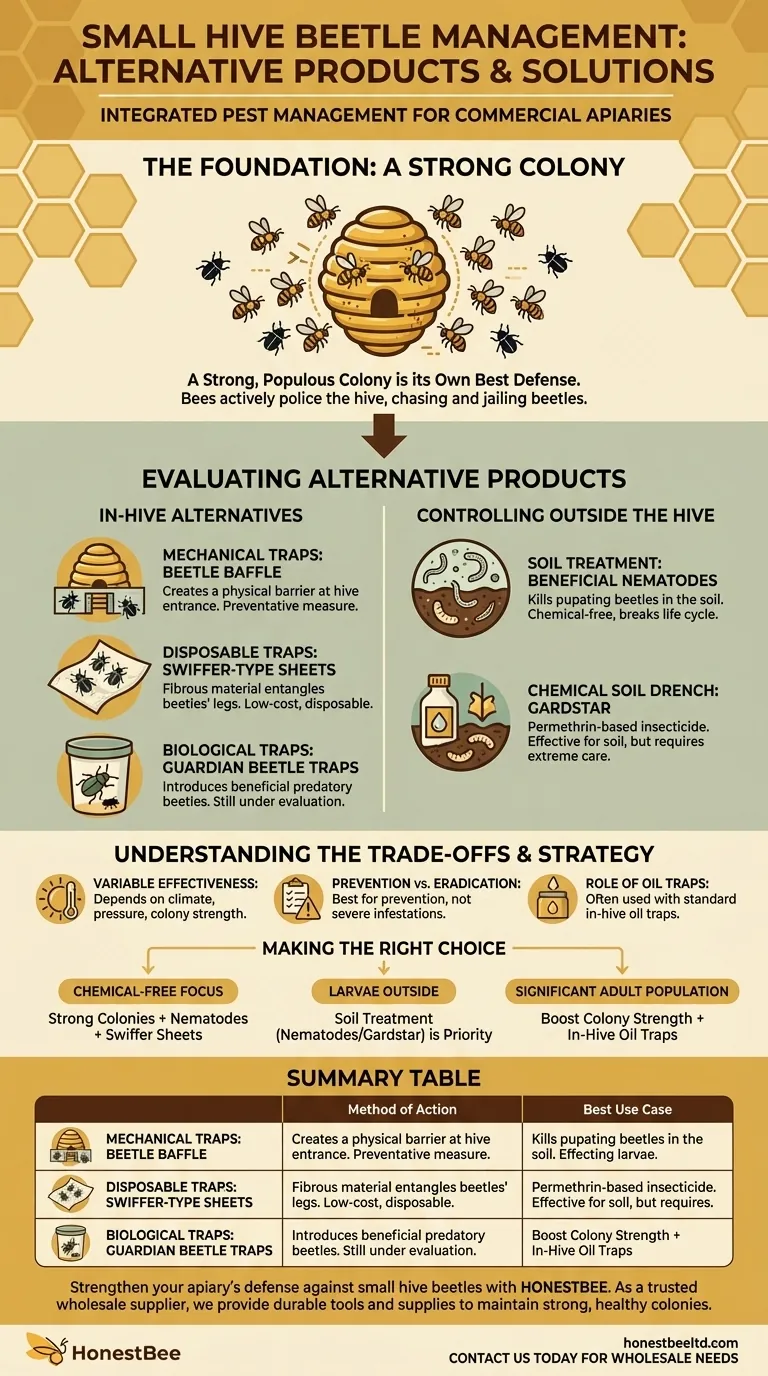작은 벌집 딱정벌레(SHB)를 다루기 위한 대안 제품에는 어떤 것들이 있습니까? 효과적인 관리 솔루션 시각적 가이드