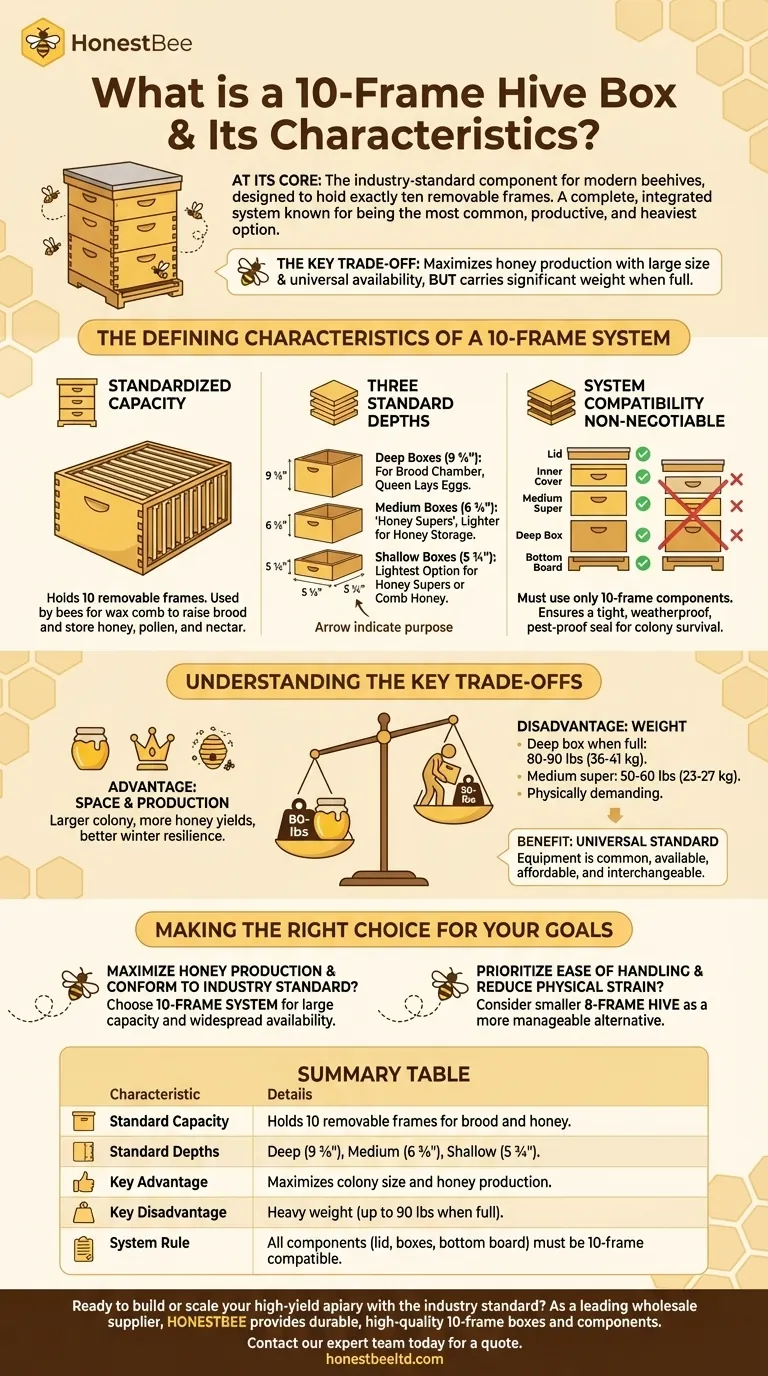 What is a 10 frame box and what are its characteristics? The Standard for High-Yield Beekeeping Visual Guide