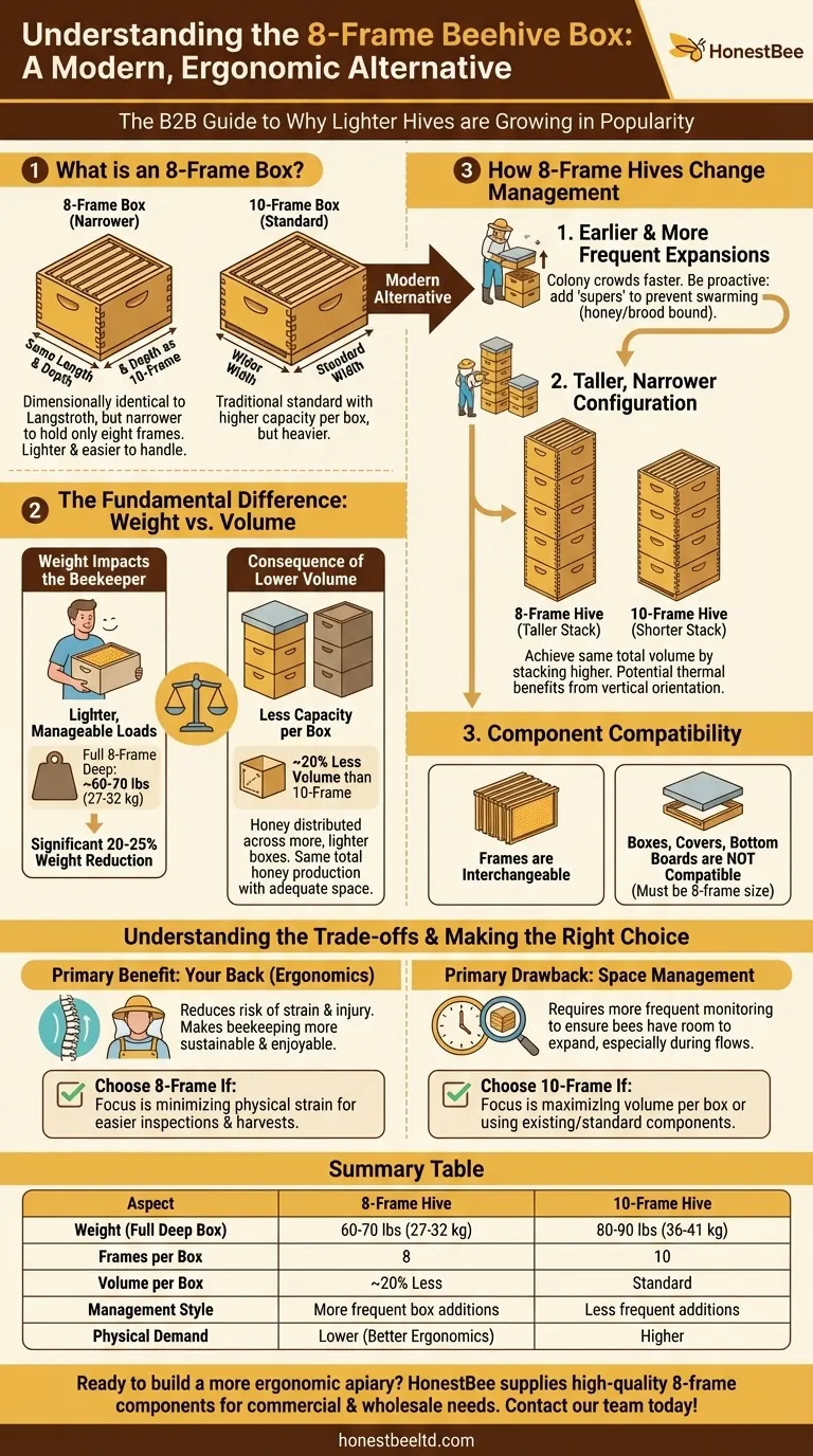 8프레임 벌통은 무엇이며 왜 인기가 있나요? 더 가볍고 인체공학적인 벌통 솔루션 시각적 가이드