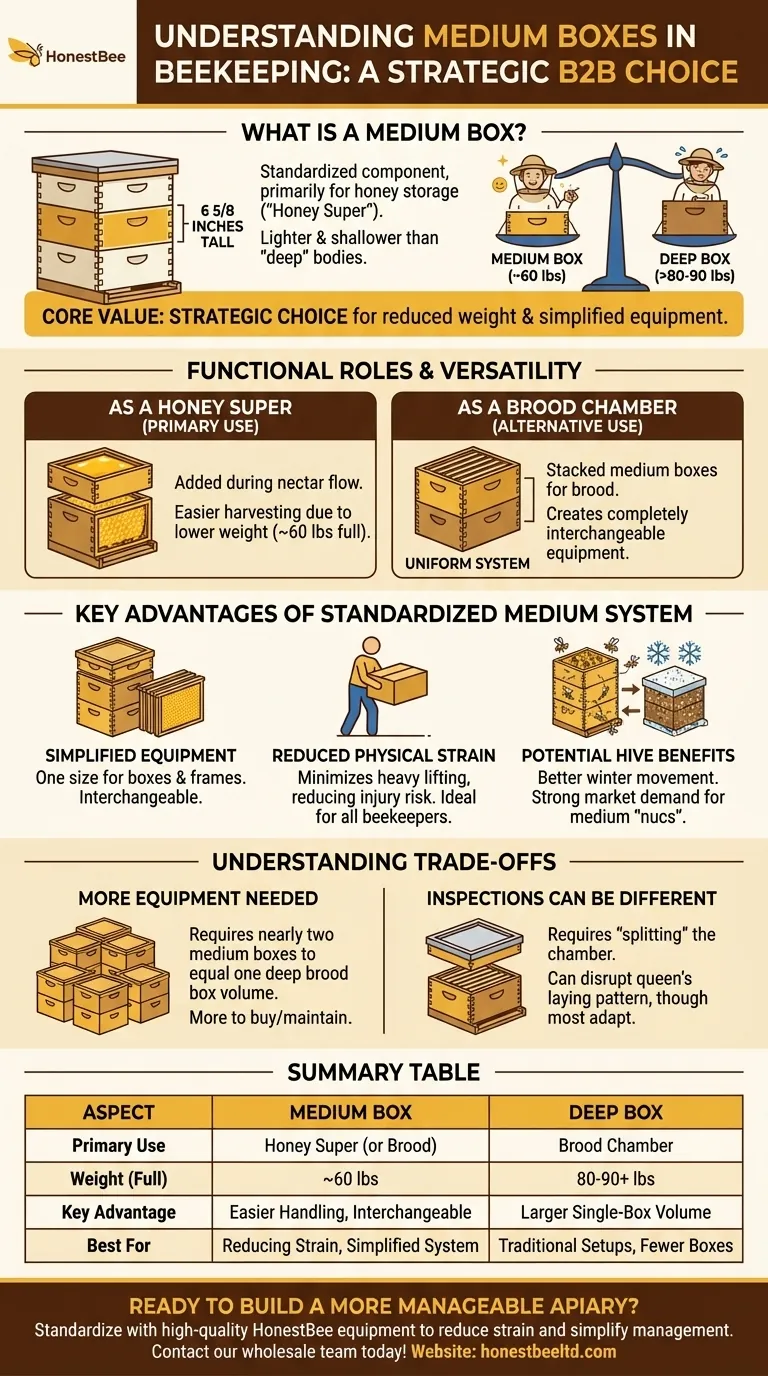What are medium boxes and what are they used for? A Guide to Lighter, Simpler Beekeeping Visual Guide