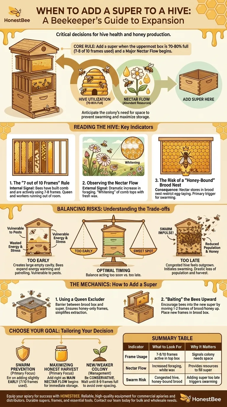 When should you add a super to a hive? Master the Timing for Swarm Prevention and Honey Harvests Visual Guide