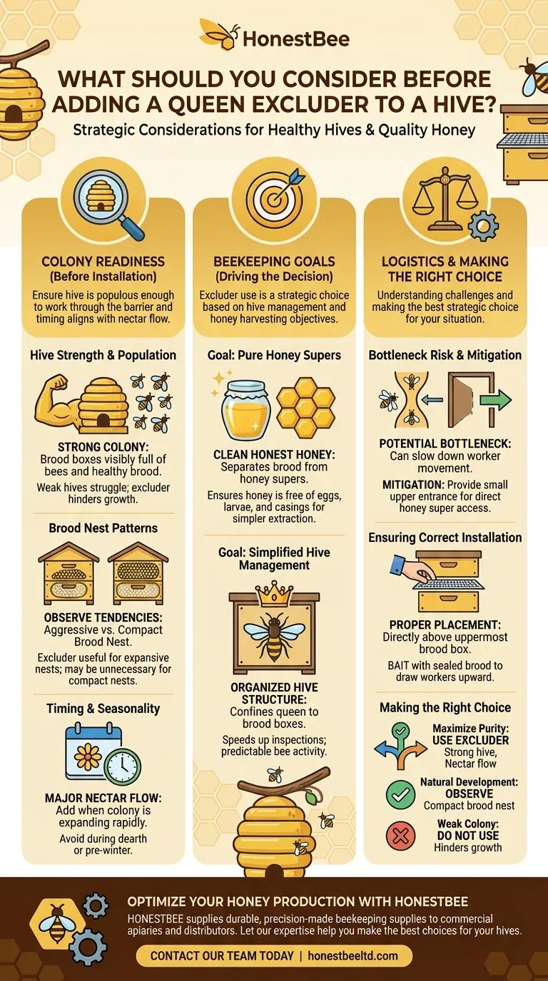 What should you consider before adding a queen excluder to a hive? Maximize Honey Purity & Hive Health Visual Guide