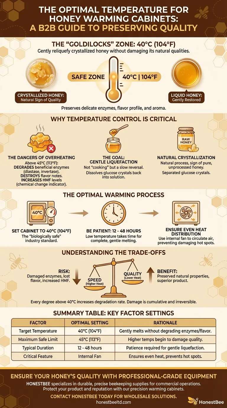 What temperature should a honey warming cabinet be? Preserve Honey Quality with Precise 40°C (104°F) Visual Guide