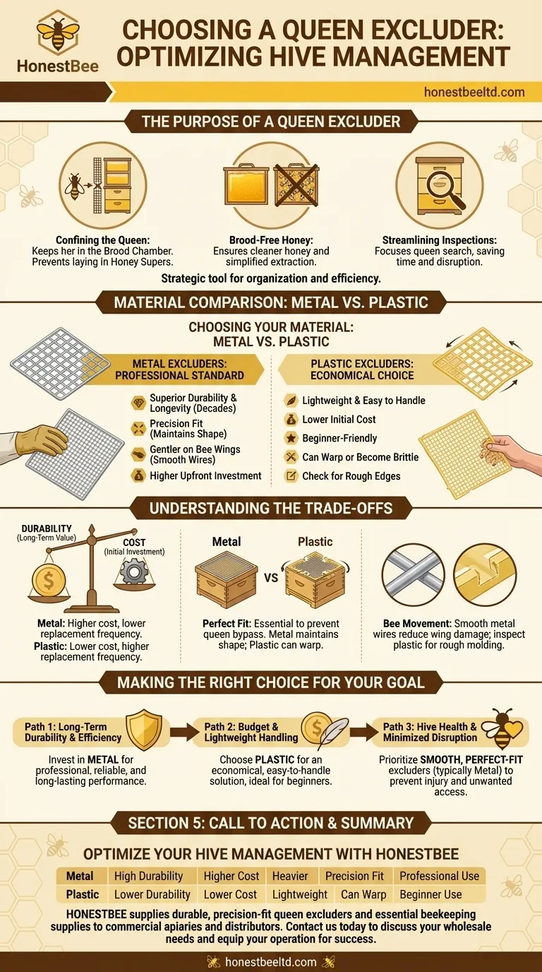 What factors should be considered when choosing a queen excluder? Select the Right Tool for Hive Management Visual Guide