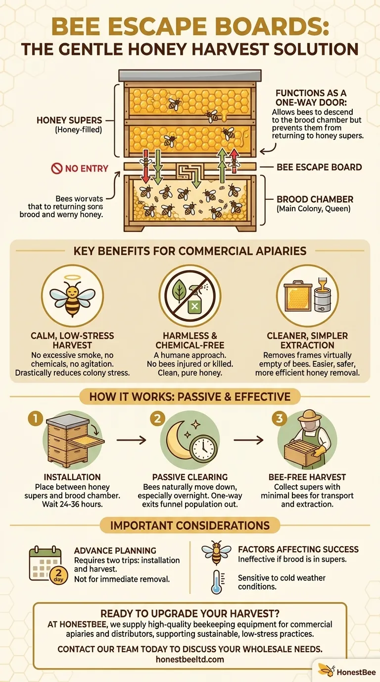 벌집 탈출 보드(Bee Escape Board)란 무엇이며, 꿀 수확에 어떻게 도움이 되나요? 부드럽고 화학 물질 없는 수확 솔루션 시각적 가이드