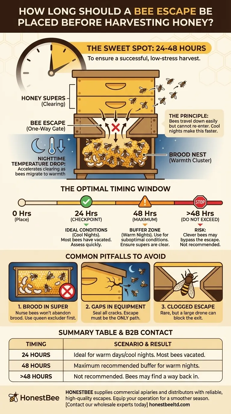 꿀 채취 전 벌 도피기를 얼마나 오래 설치해야 하나요? 스트레스 없는 수확을 위한 24-48시간 가이드 시각적 가이드