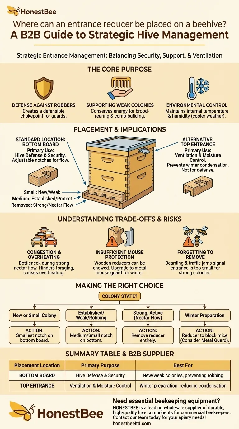 벌통 입구 축소기는 벌통의 어디에 놓을 수 있나요? 벌집 방어 및 환기 최적화 시각적 가이드
