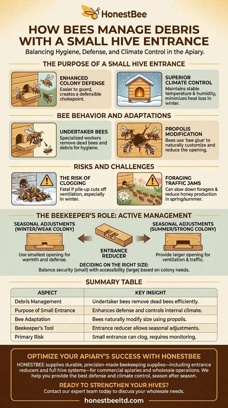 벌들은 작은 벌집 입구를 통해 어떻게 쓰레기를 관리할까요? 전략적인 벌집 관리 가이드 시각적 가이드