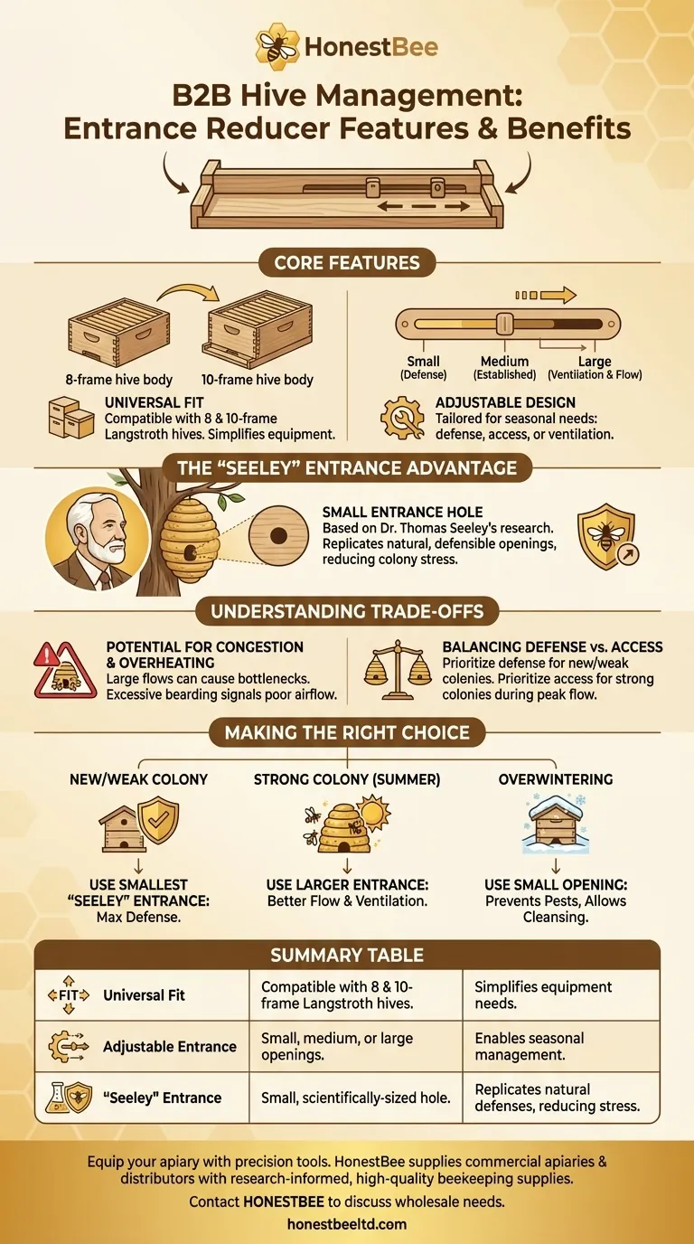 8구 및 10구 장비용으로 설계된 입구 감속기에는 어떤 기능이 포함되어 있습니까? 벌통 보안 및 건강 가이드 시각적 가이드