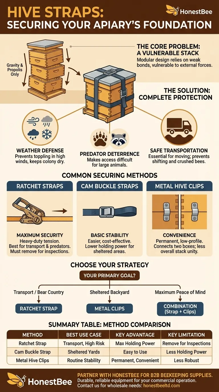 벌통 스트랩이란 무엇이며 왜 사용합니까? 바람, 포식자 및 운송으로부터 벌통을 보호하세요 시각적 가이드