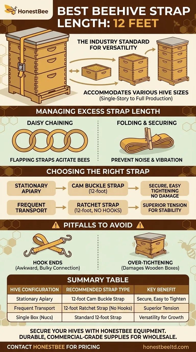 What is the best length for straps used around beehives? Why 12 Feet is the Industry Standard Visual Guide