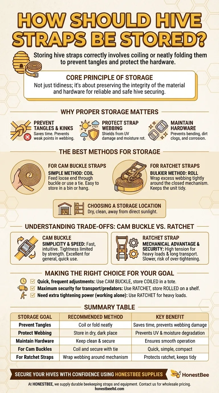 How should hive straps be stored? Prevent Tangles & Extend Strap Life Visual Guide