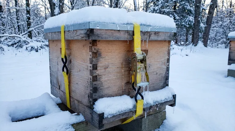 在寒冷天气下,安装棘轮绑带以减少冻结的正确方法是什么?通过适当的排水防止卡死