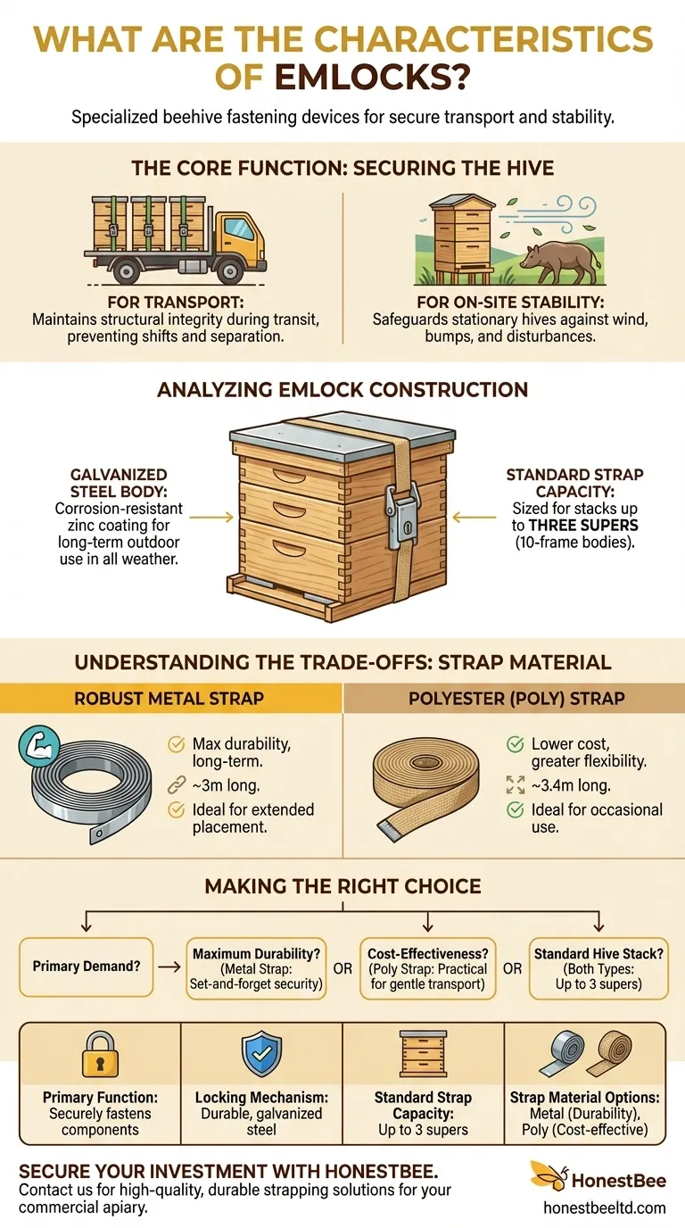 What are the characteristics of Emlocks? Secure Your Hive with Durable, All-Weather Strapping Visual Guide