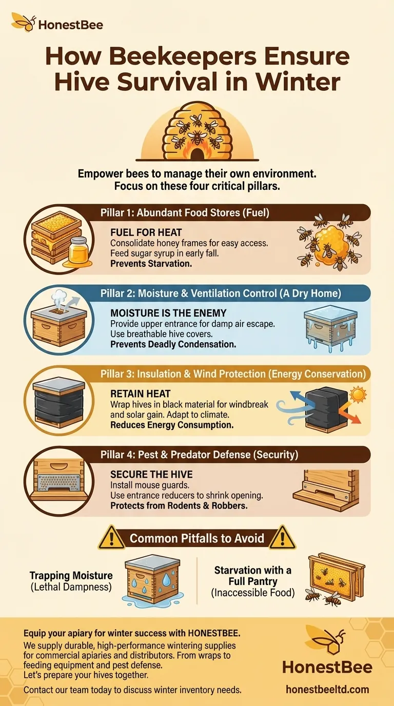 How can beekeepers ensure their hives survive the winter? A Guide to Colony Survival Visual Guide