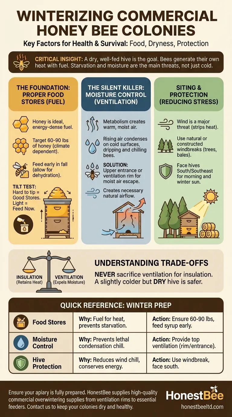 What factors ensure bees stay warm and healthy during winter? Master the 3 Keys to Hive Survival Visual Guide