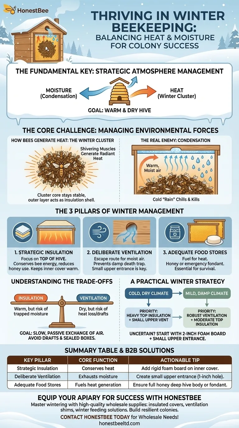 What is the key to thriving in beekeeping during challenging winters? Master the Heat-Moisture Balance Visual Guide